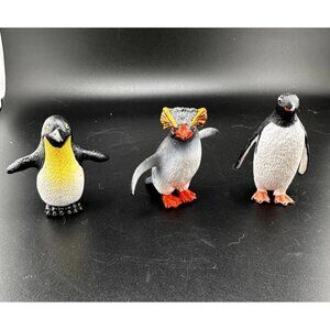 Safari Ltd Penguin Rockhopper Animal Zoo Figures Lot Of 3 Vtg 1990s Realistic